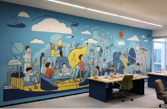  固始办公室墙绘的特点。
